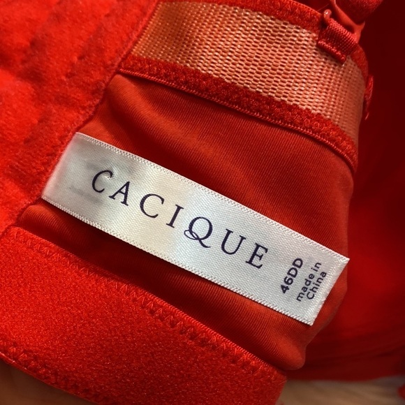Cacique Red Lace Harness Detail Boost Multistrap Bra sz 46DD - Picture 3 of 10